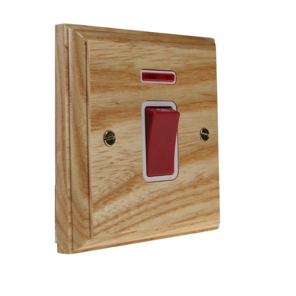 Classic Ash Double Pole Cooker Switch on a Single Plate White