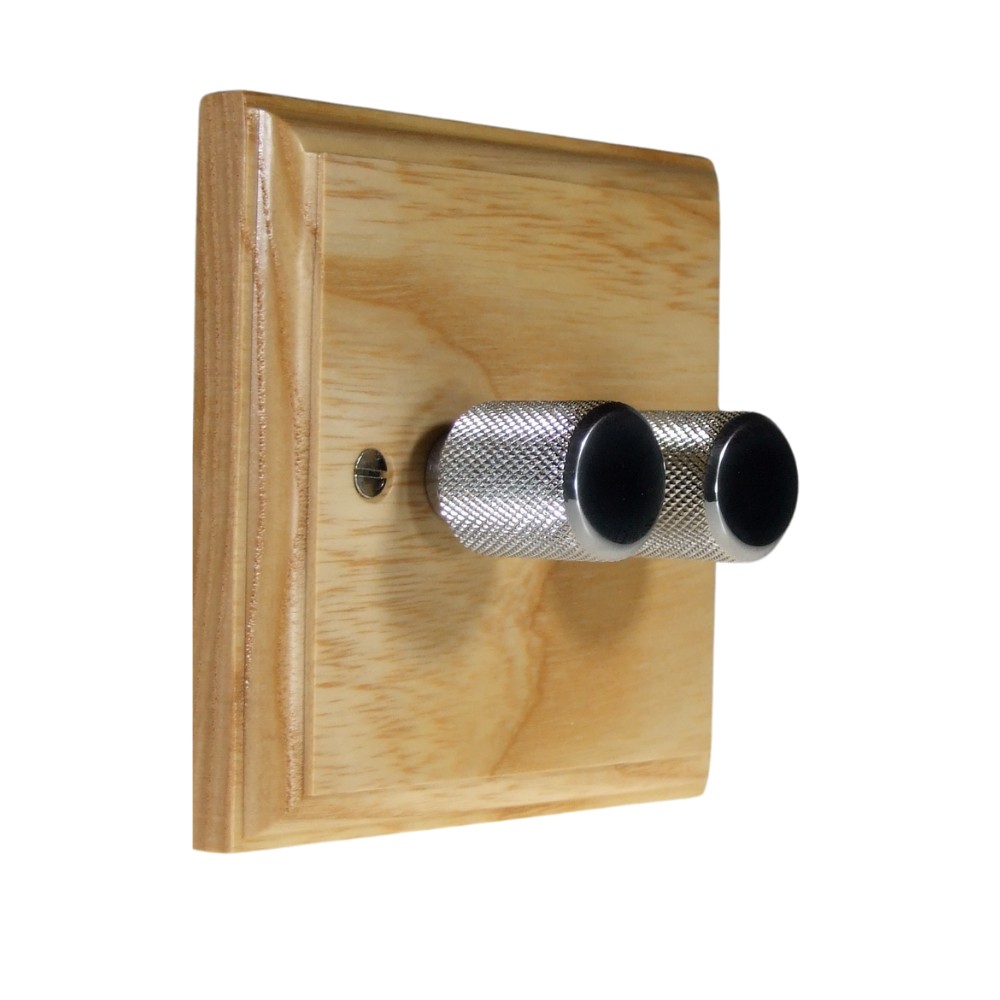 Classic Ash Double 250W Dimmer Light Switch Retro Chrome Caps