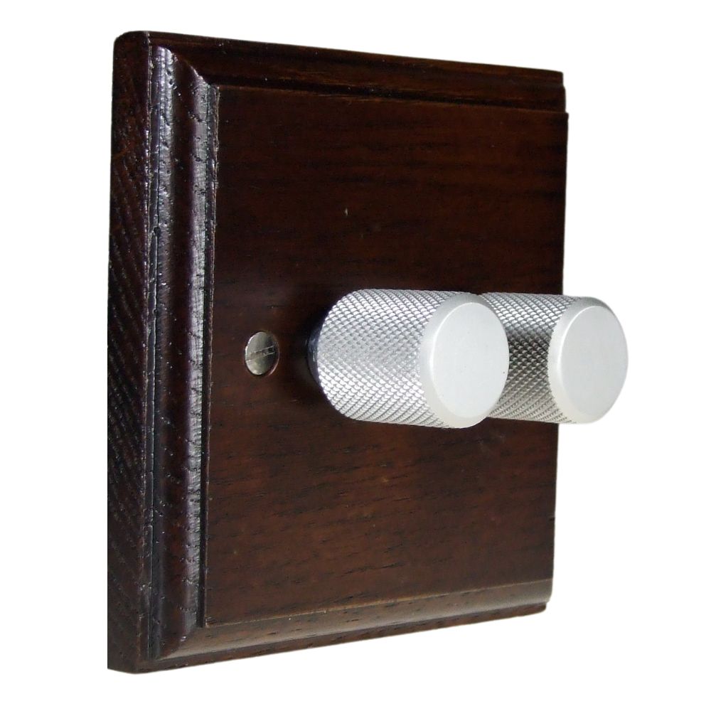Classic Dark Oak Double LED Dimmer Retro Satin Caps