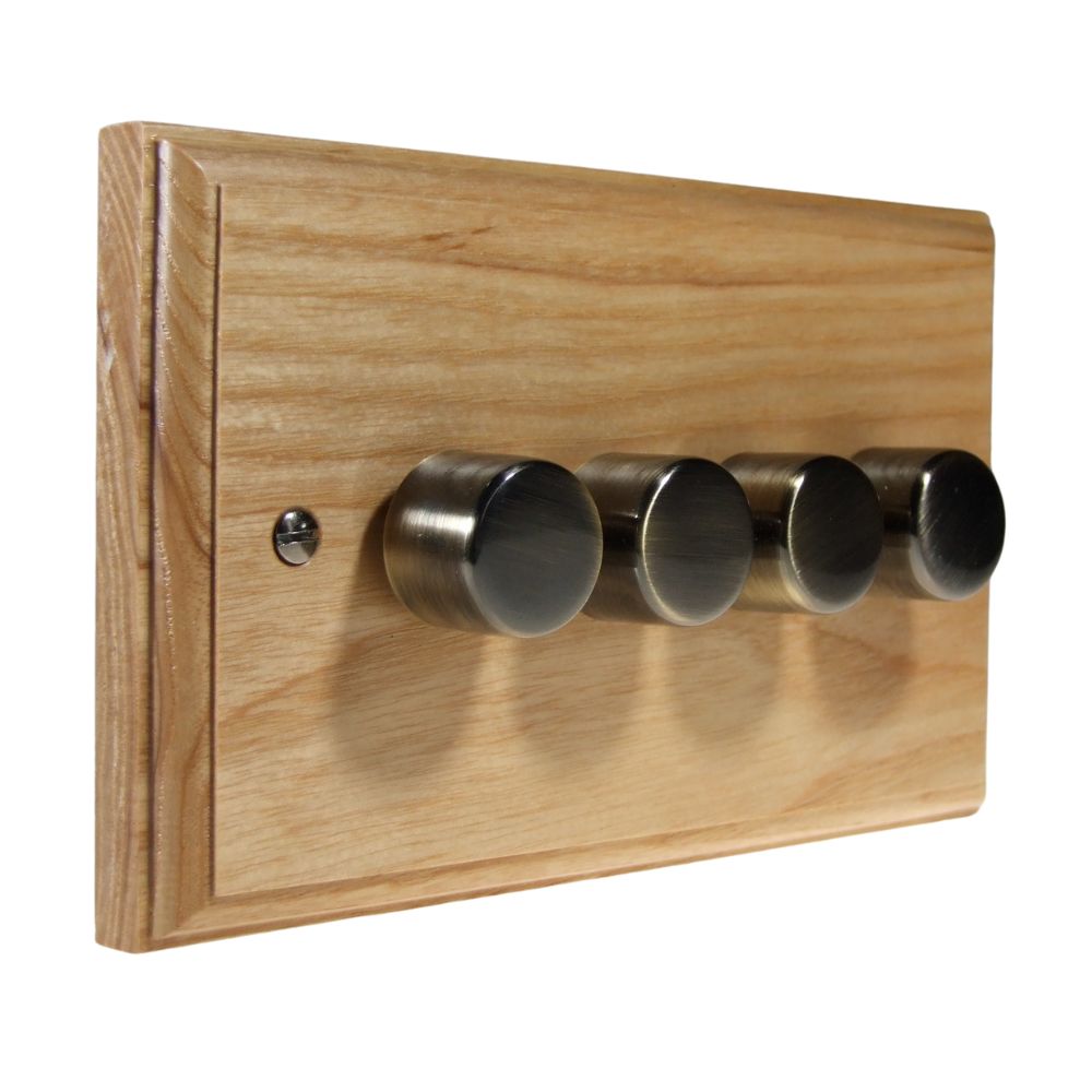 Classic Ash 4 250W Dimmer Light Switch Antique Brass Caps