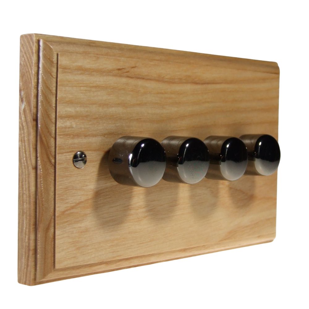 Classic Ash 4 250W Dimmer Light Switch Black Nickel Caps