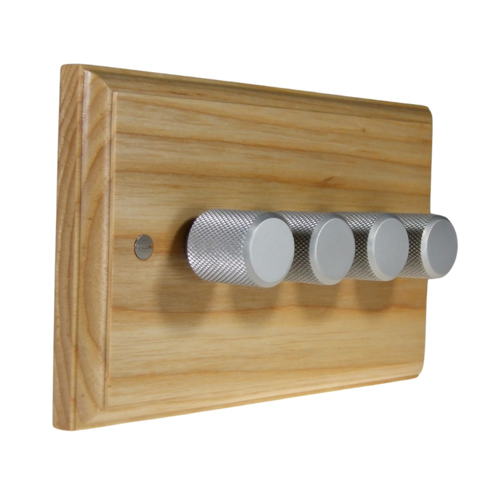 Classic Ash 4 250W Dimmer Light Switch Retro Stainless Caps