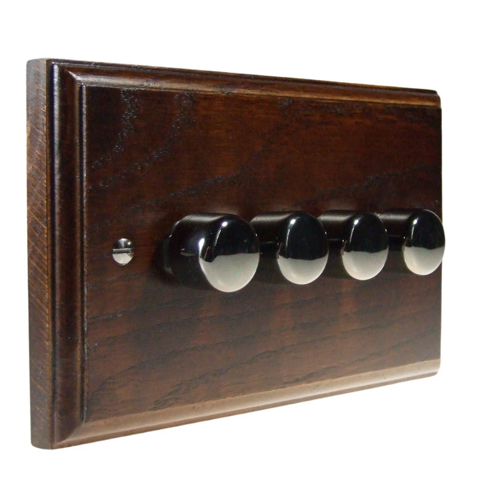 Classic Dark Oak 4 LED Dimmer Black Nickel Caps