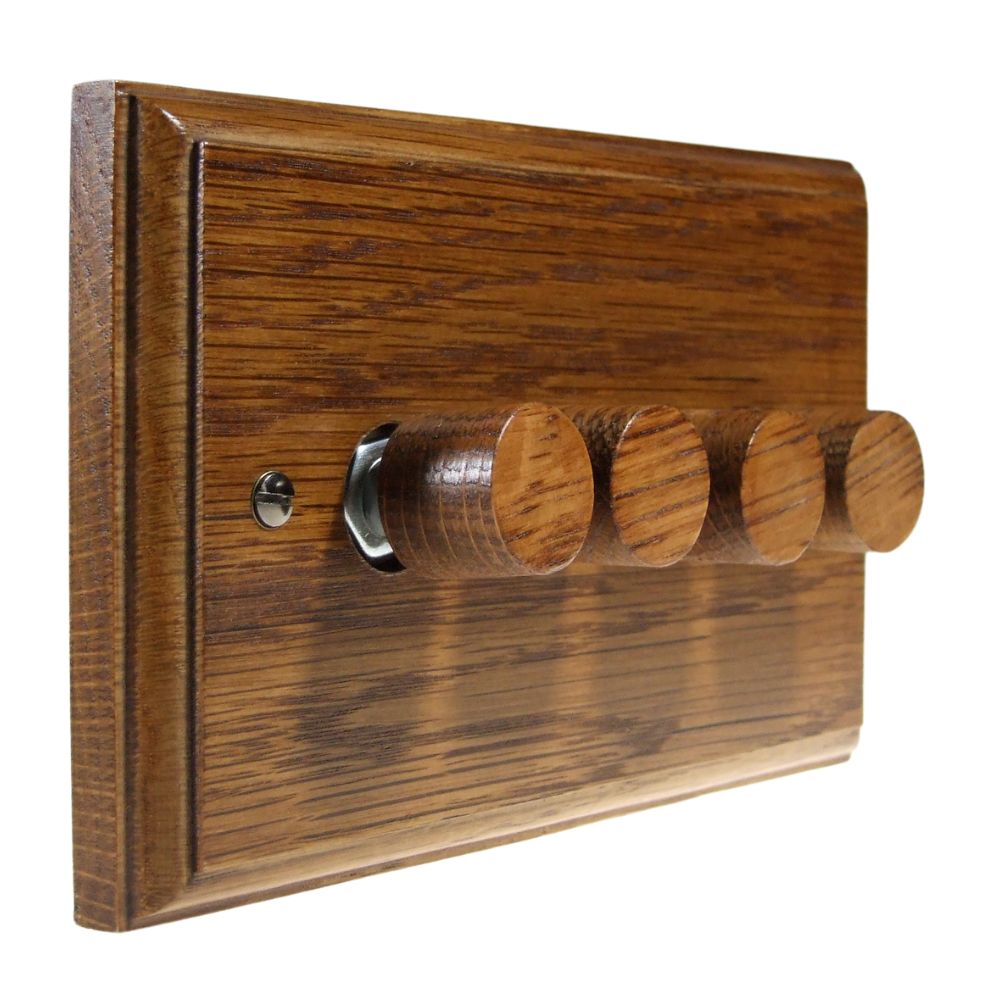 Classic Medium Oak 4 Switch  250W Dimmer Medium Oak Caps