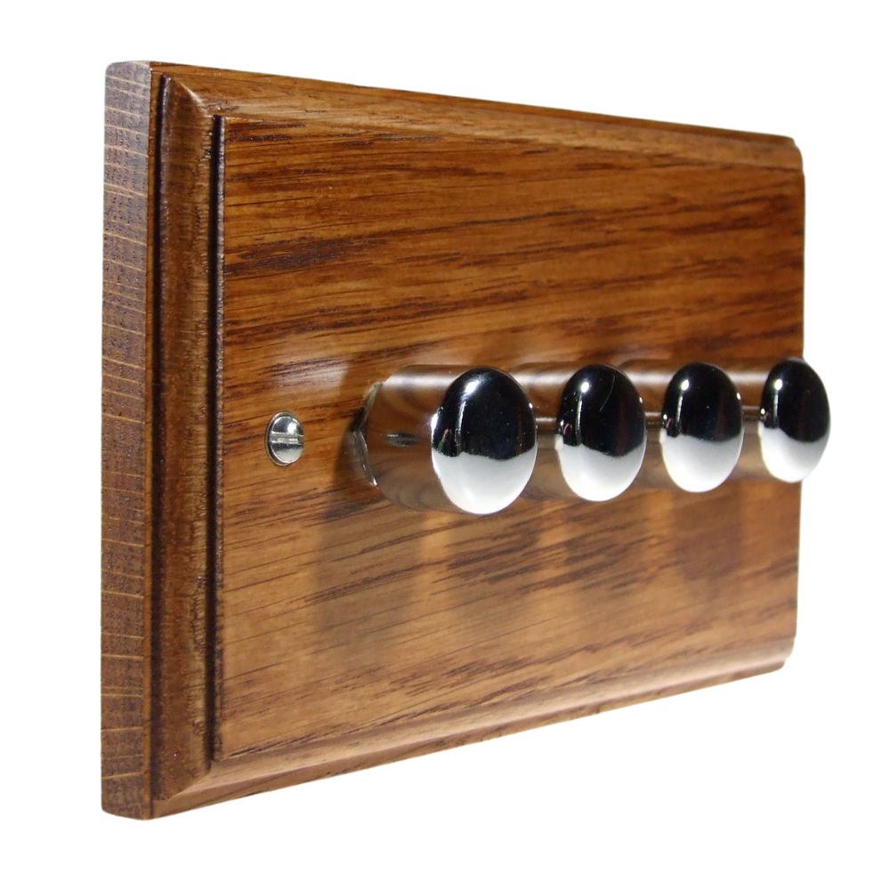 Classic Medium Oak 4 LED DimmerPolished Chrome Caps