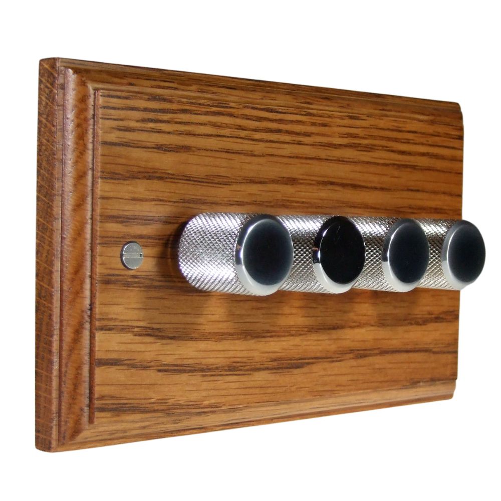 Classic Medium Oak 4 LED Dimmer Retro Chrome Caps