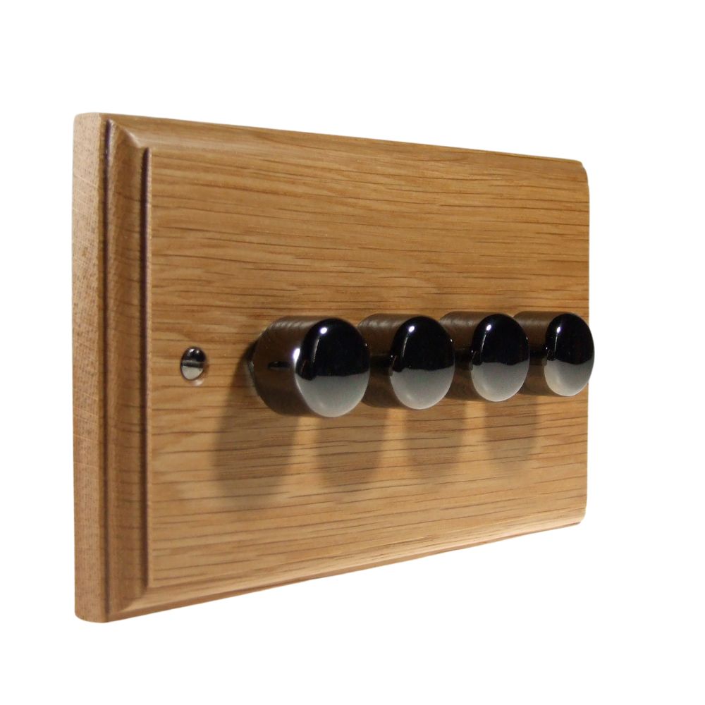 Classic Oak 4 LED Dimmer Switch Black Nickel Caps
