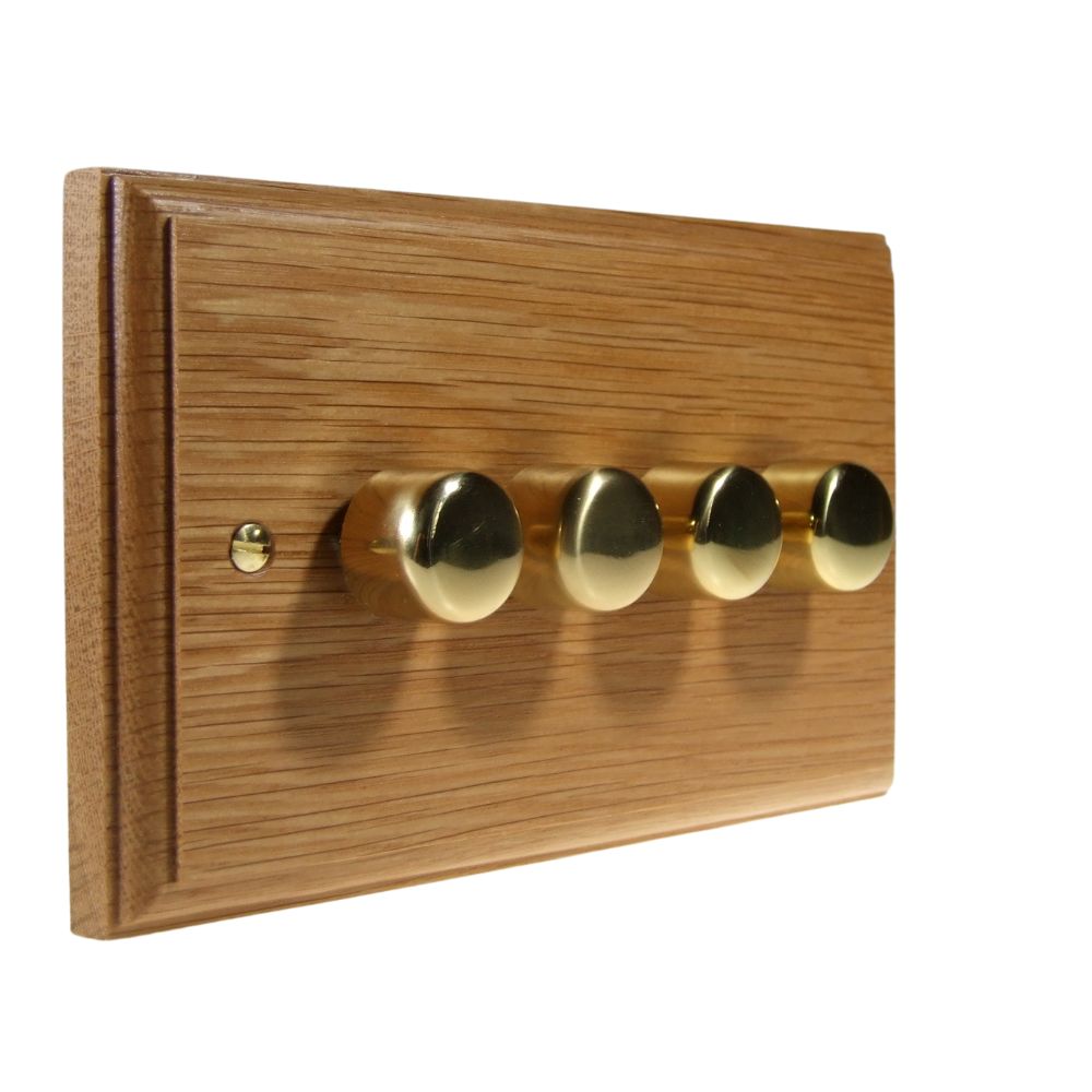 Classic Oak 4 LED Dimmer Switch Polished Brass Caps