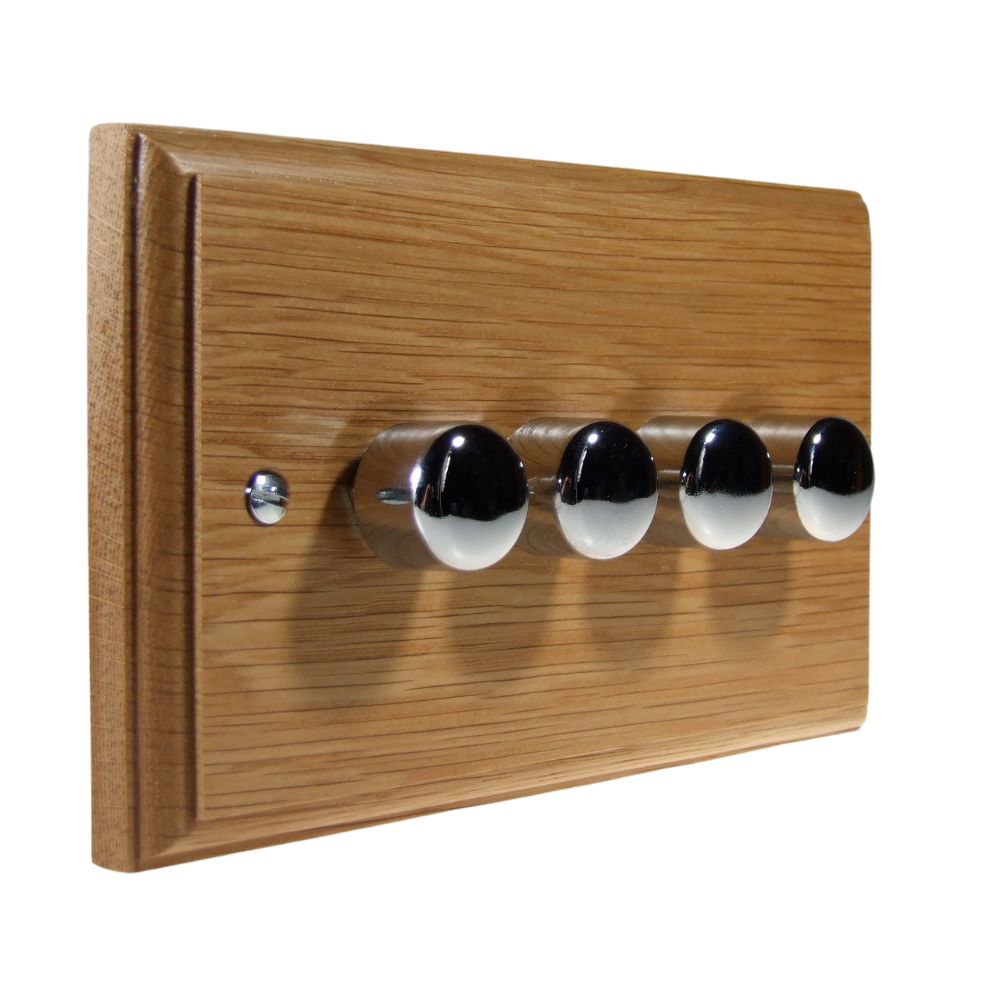 Classic Oak 4 LED Dimmer Switch Polished Chrome Caps