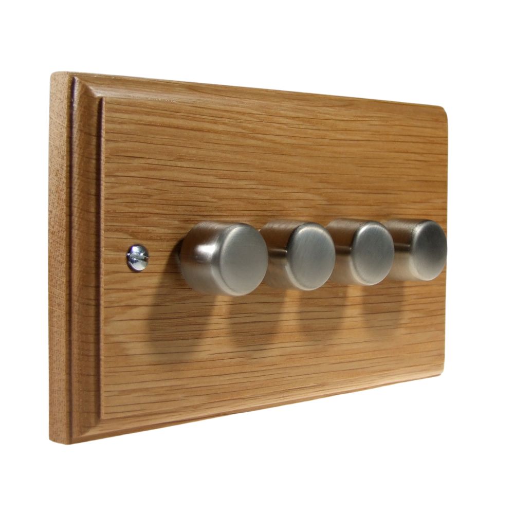 Classic Oak 4 LED Dimmer Switch Satin Stainless Caps