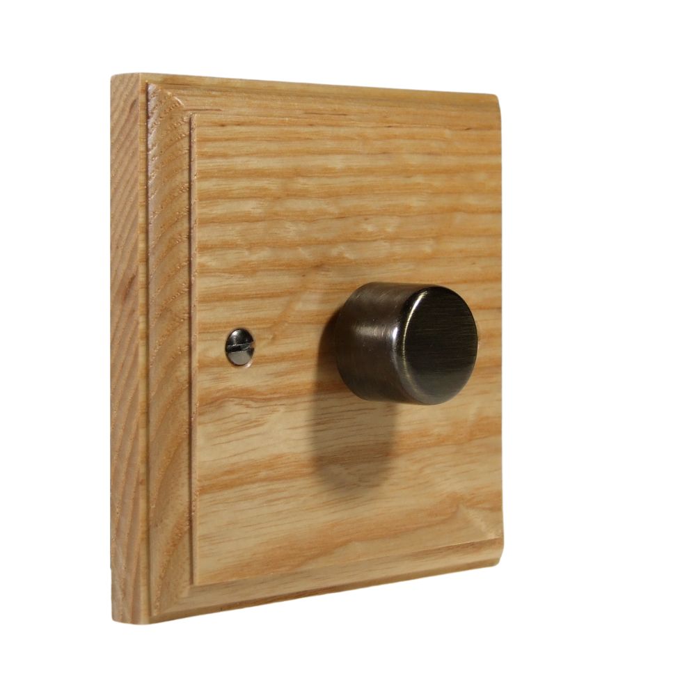 Classic Ash Single LED Dimmer Light Switch Antique Brass Caps