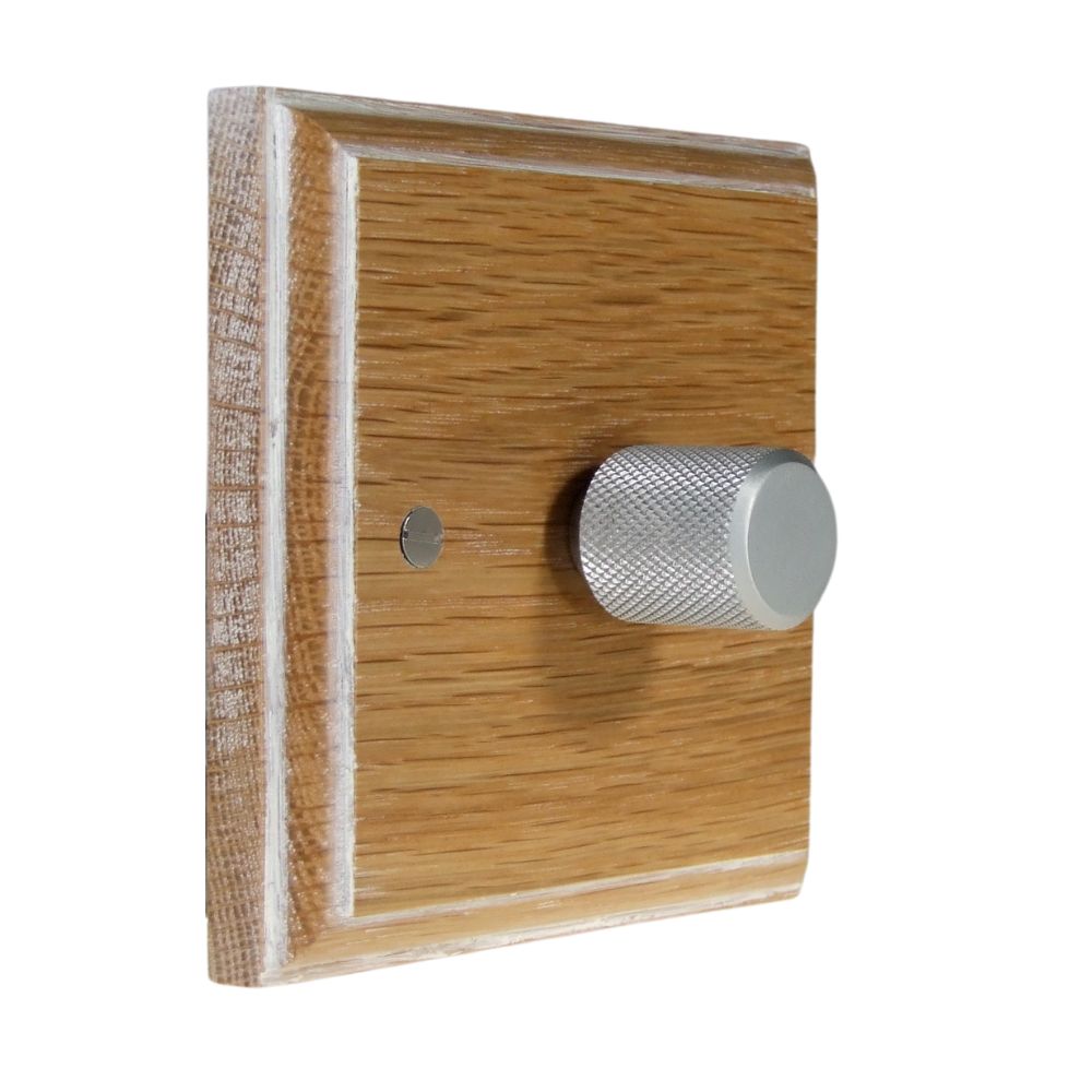 Classic Limed Oak Single LED Dimmer Light Switch Retro Satin Caps