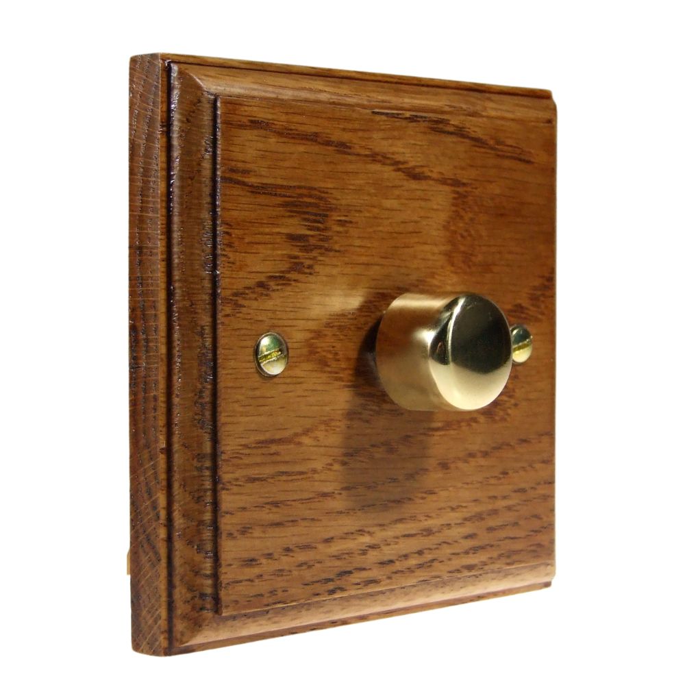 Classic Medium Oak Single LED Dimmer Polished Brass Cap