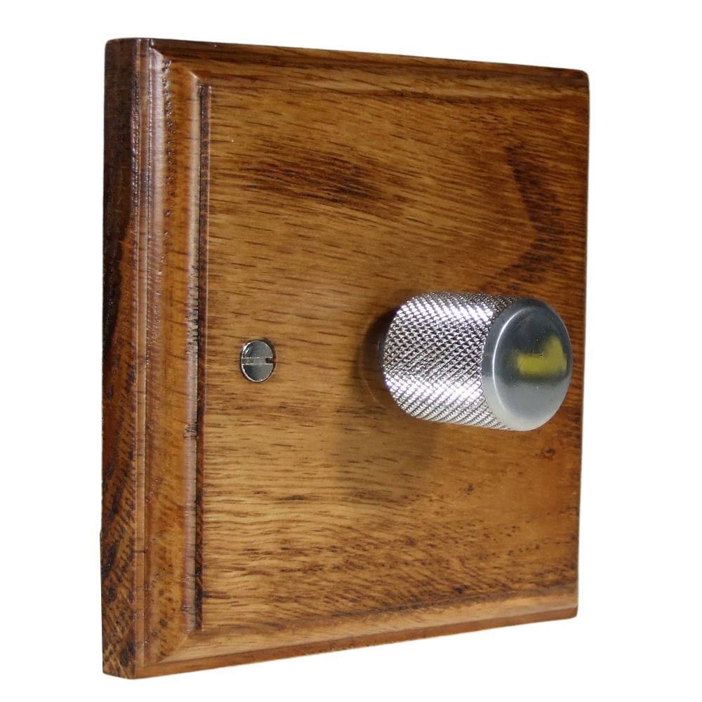 Classic Medium Oak Single LED Dimmer Retro Chrome Cap
