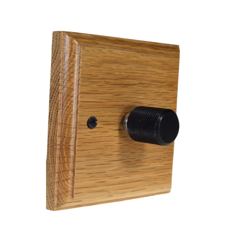 Classic Oak Single Fan Control Dimmer Retro Black Caps