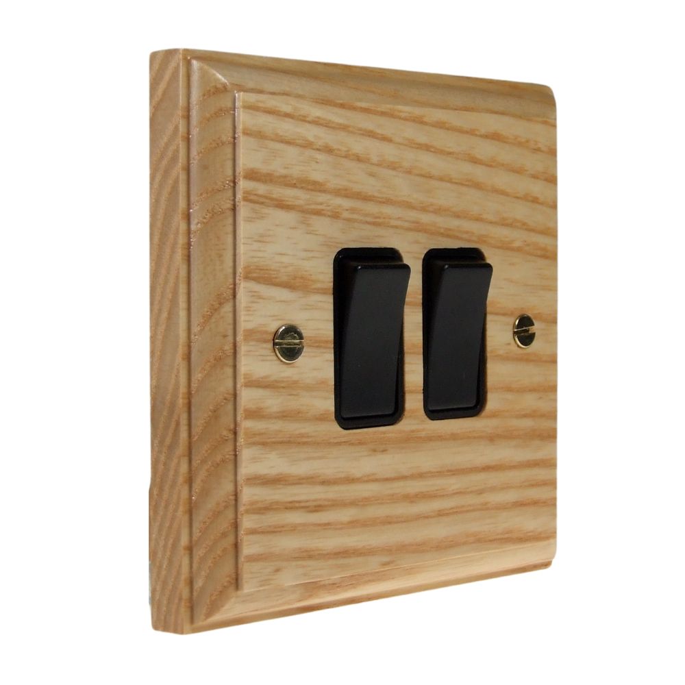 Classic Ash Double Light Switch Black
