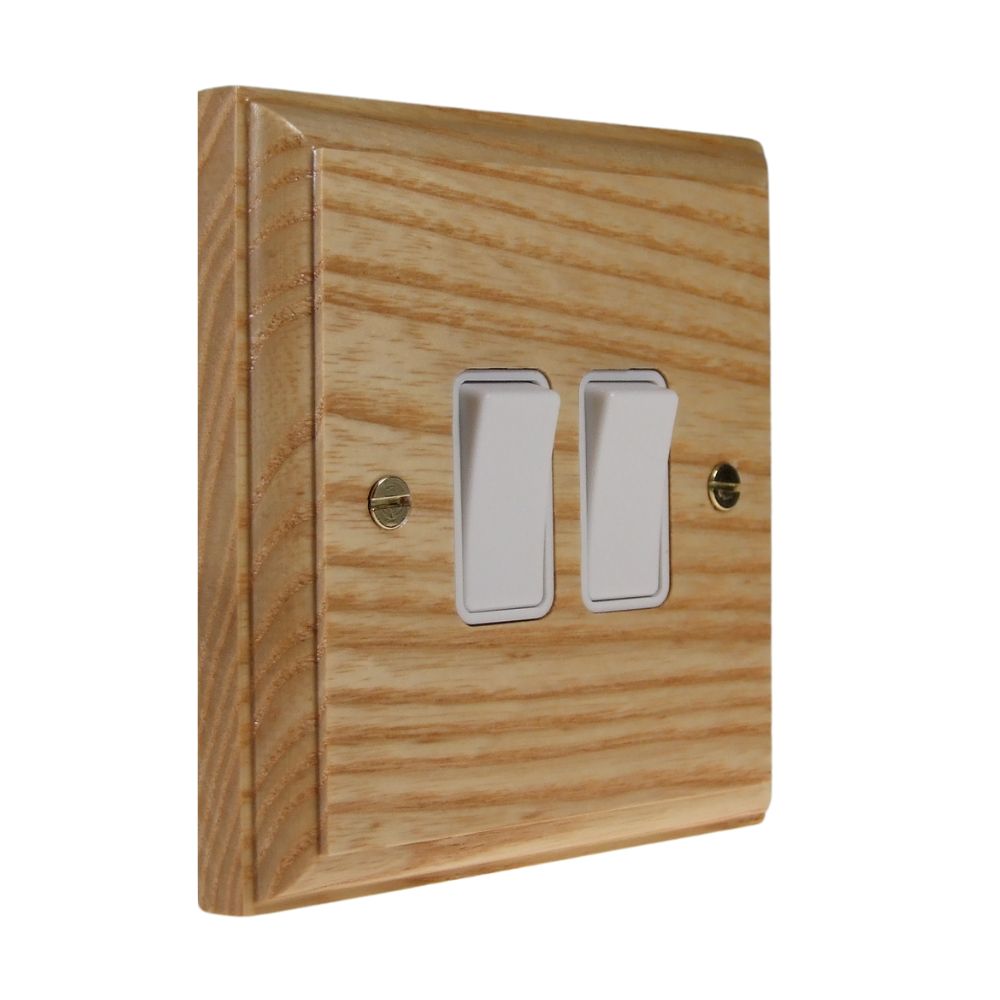Classic Ash Double Light Switch White