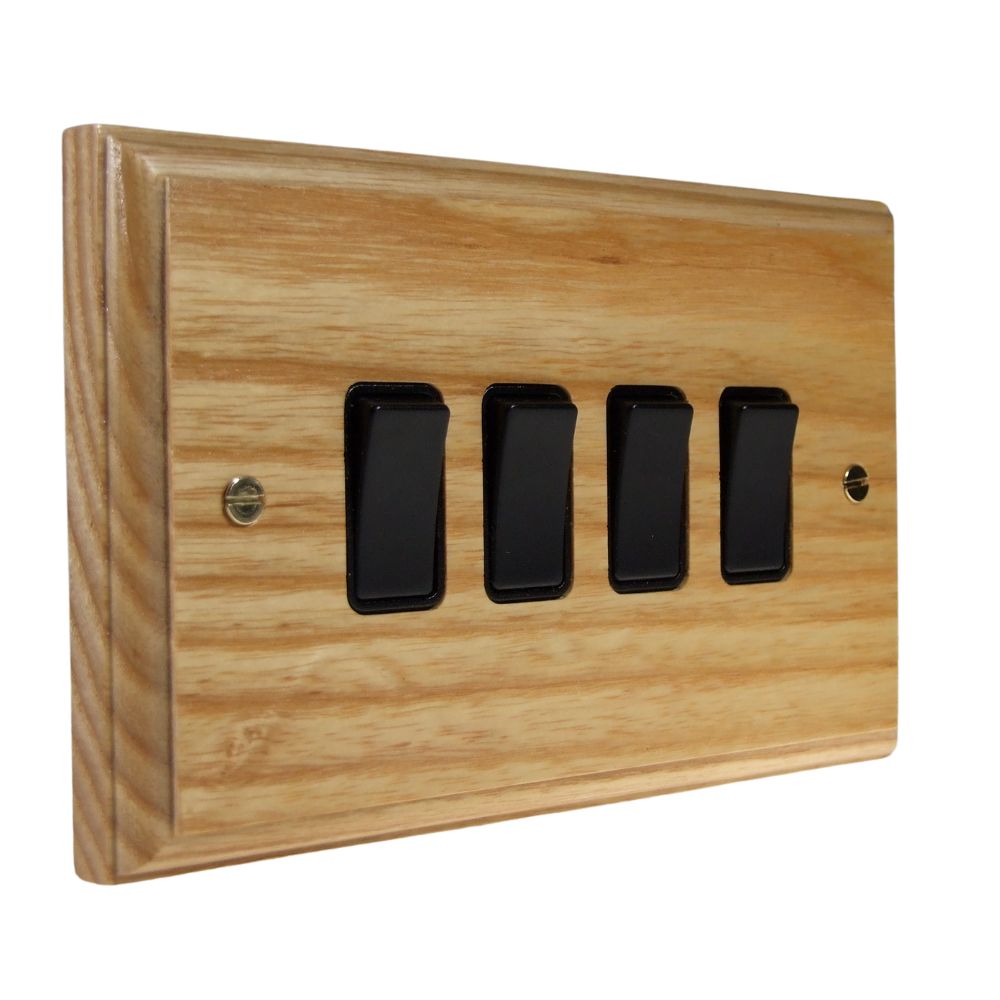 Classic Ash 4 Switch Light Switch Black