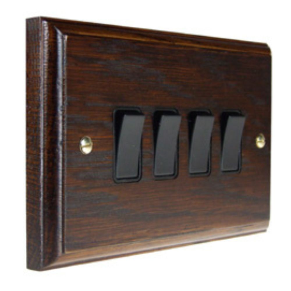 Classic Dark Oak 4 Switch Light Switch Black