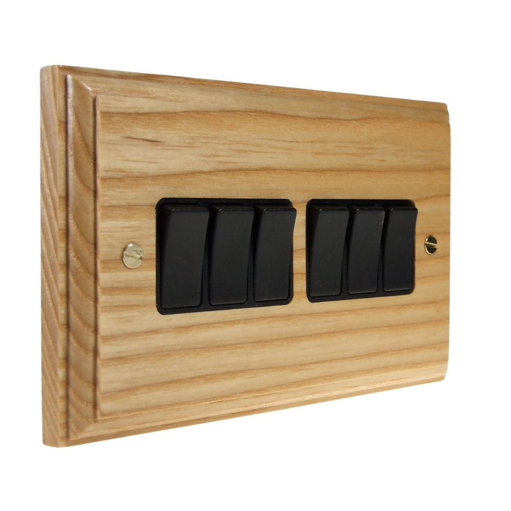 Classic Ash 6 Switch Light Switch Black