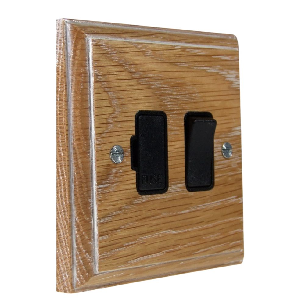 Classic Limed Oak Switch Fuse Spur Black