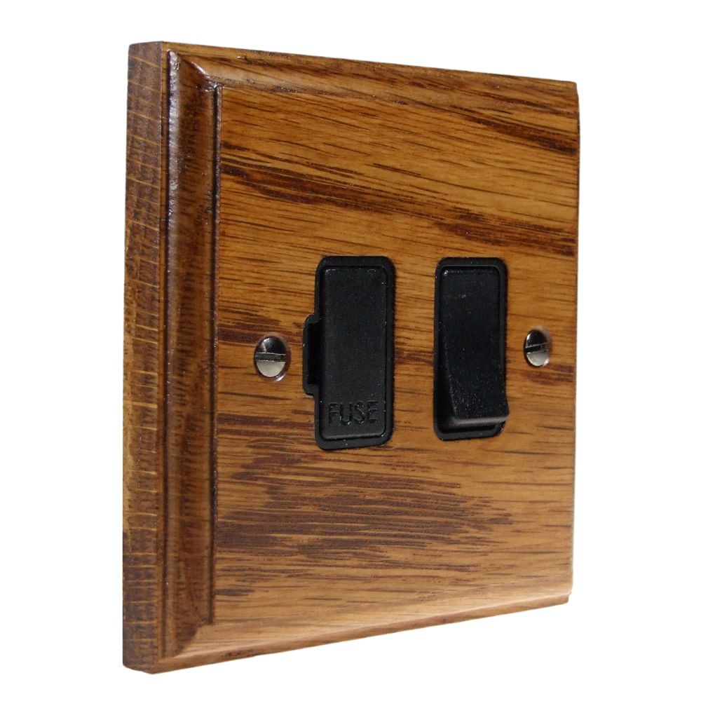 Classic Medium Oak Switch Fuse Spur Black