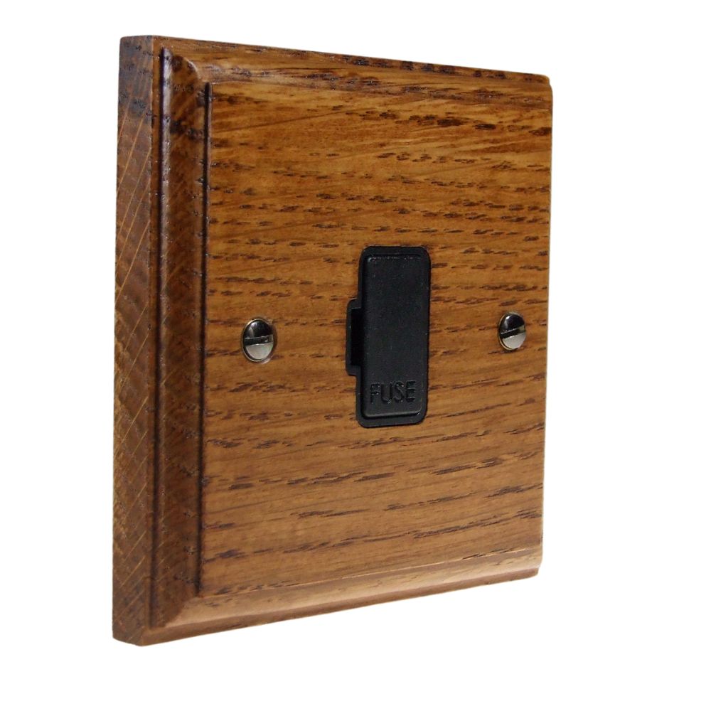 Classic Medium Oak UnSwitched Fuse Spur Black