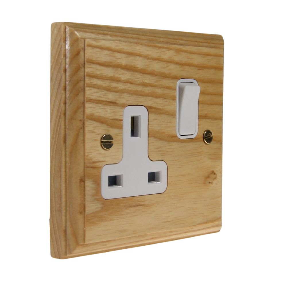 Classic Ash Single Switched Socket White