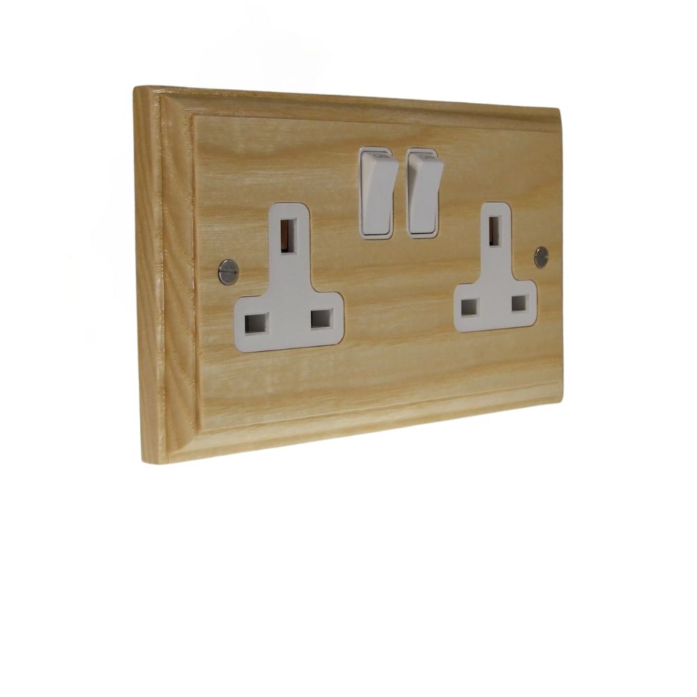 Classic Ash Double Switched Socket White