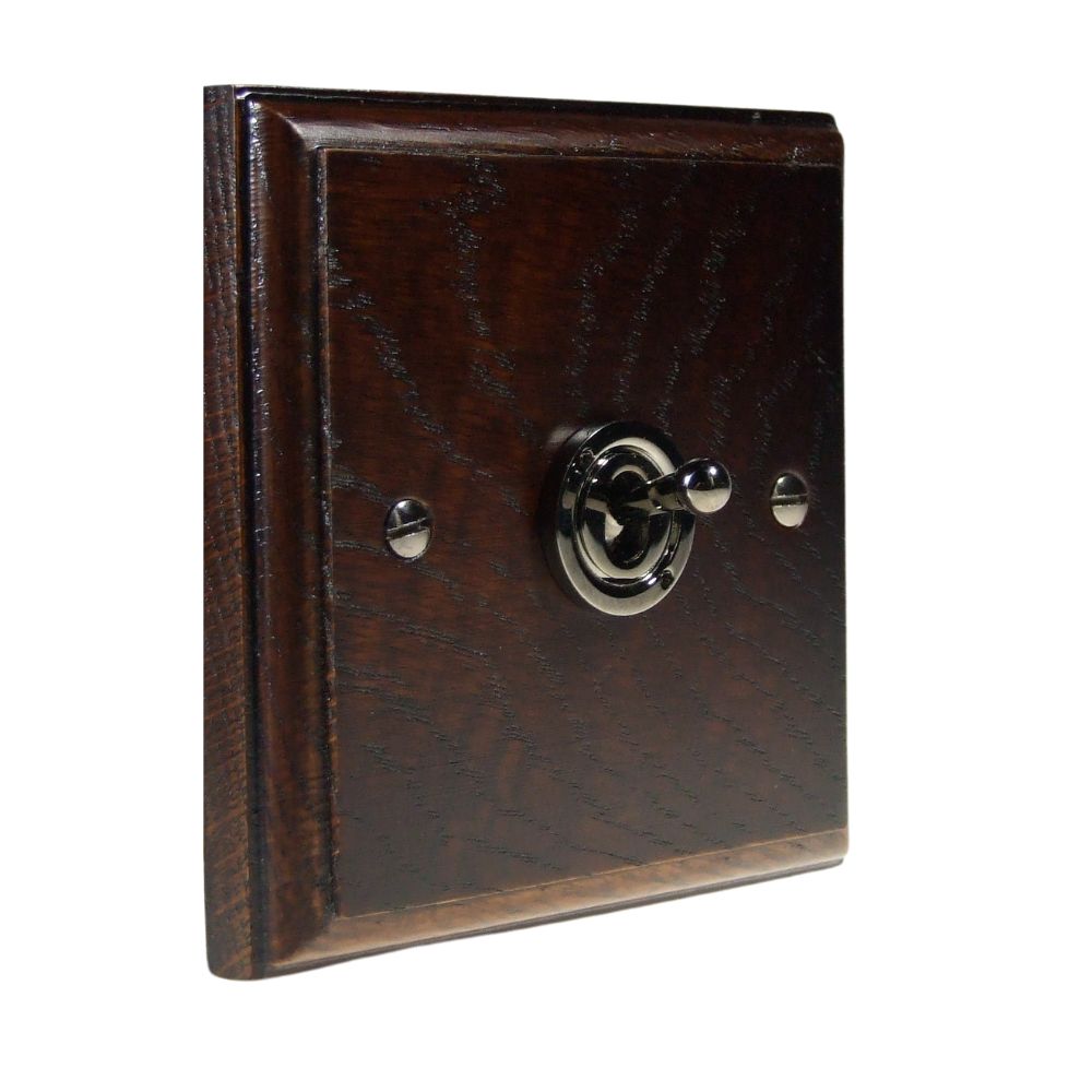 Classic Dark Oak Single Intermediate Light Switch Black Nickel Period Toggle