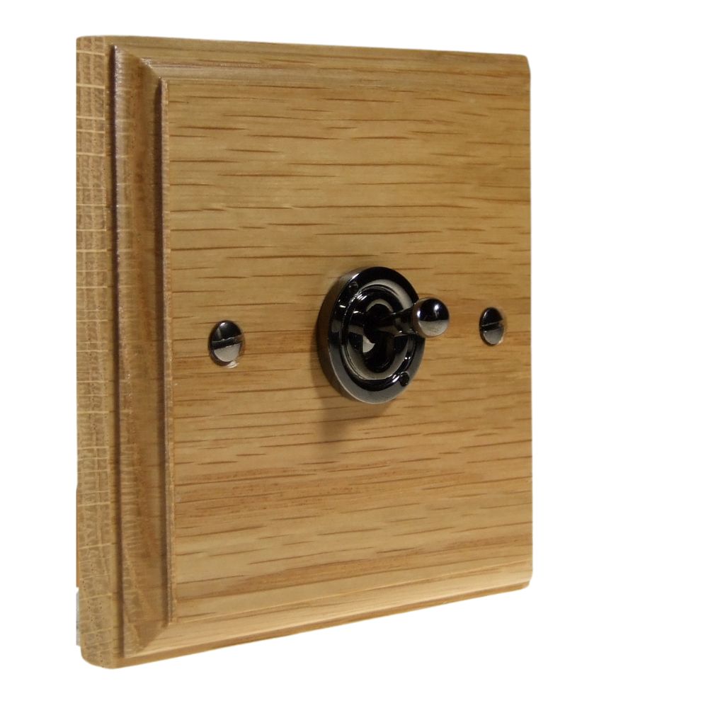 Classic Oak Single Light Switch Black Nickel Period Toggle