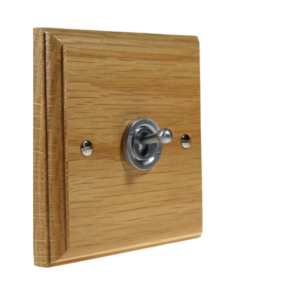 Classic Oak Single Light Switch Satin Stainless Period Toggle