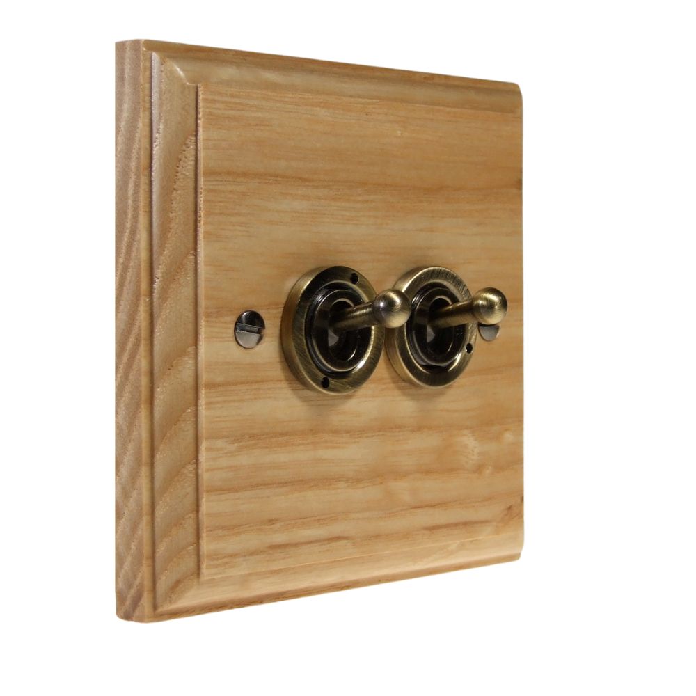 Classic Ash Double Intermediate Light Switch Antique Brass Period Toggle