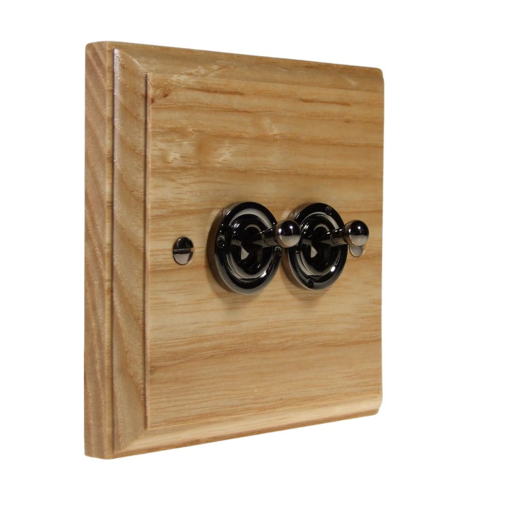 Classic Ash Double Light Switch Balck Nickel Period Toggle