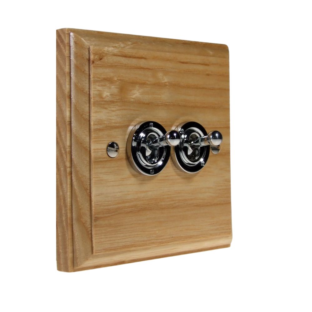 Classic Ash Double Intermediate Light Switch Polished Chrome Period Toggle