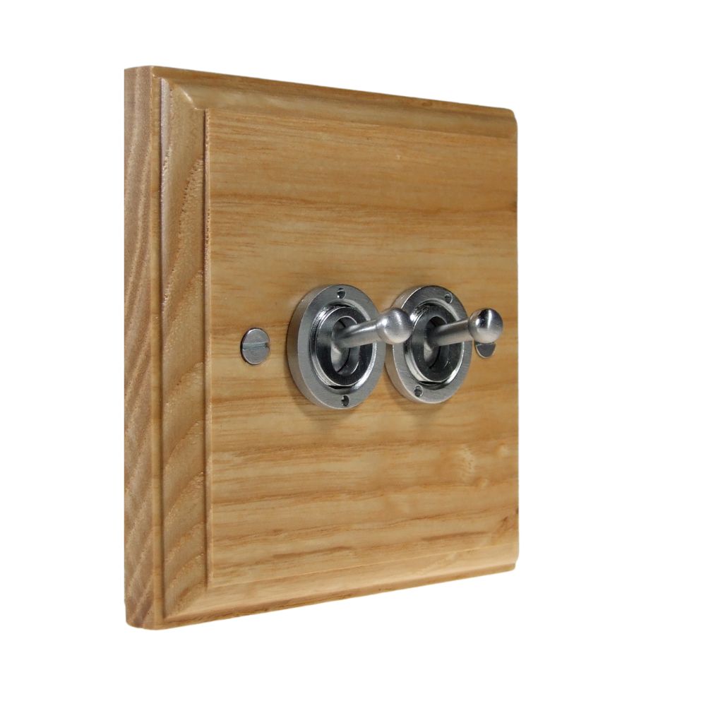 Classic Ash Double Intermediate Light Switch Satin Stainless Period Toggle