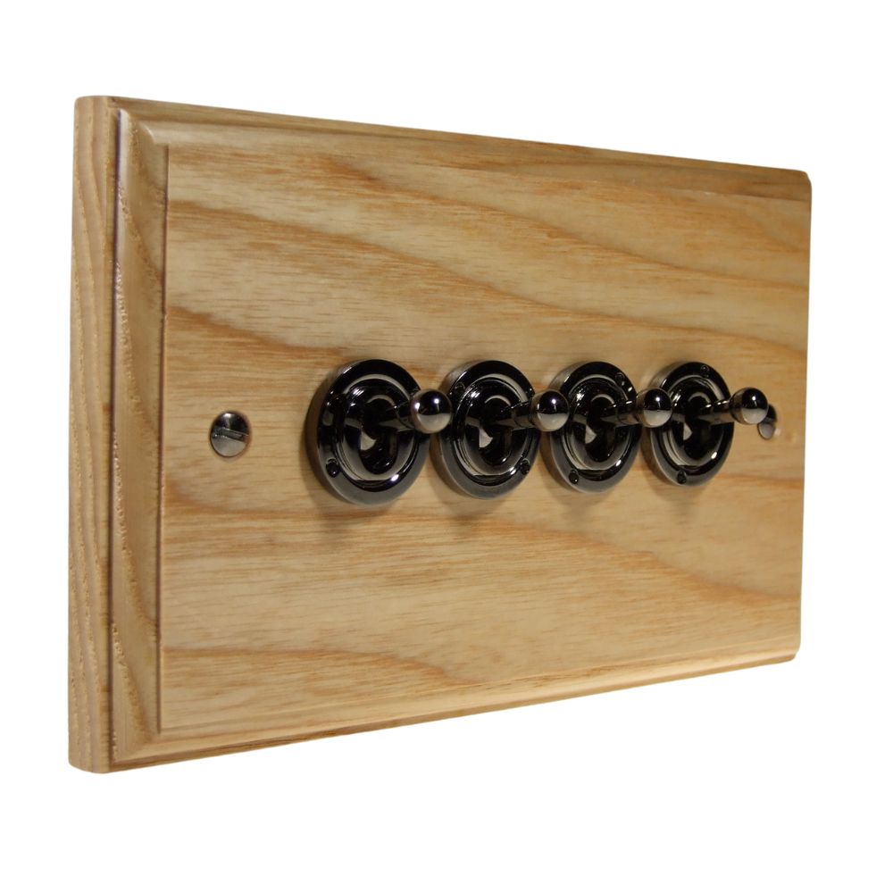 Classic Ash 4 Switch Light Switch Black Nickel Period Toggle