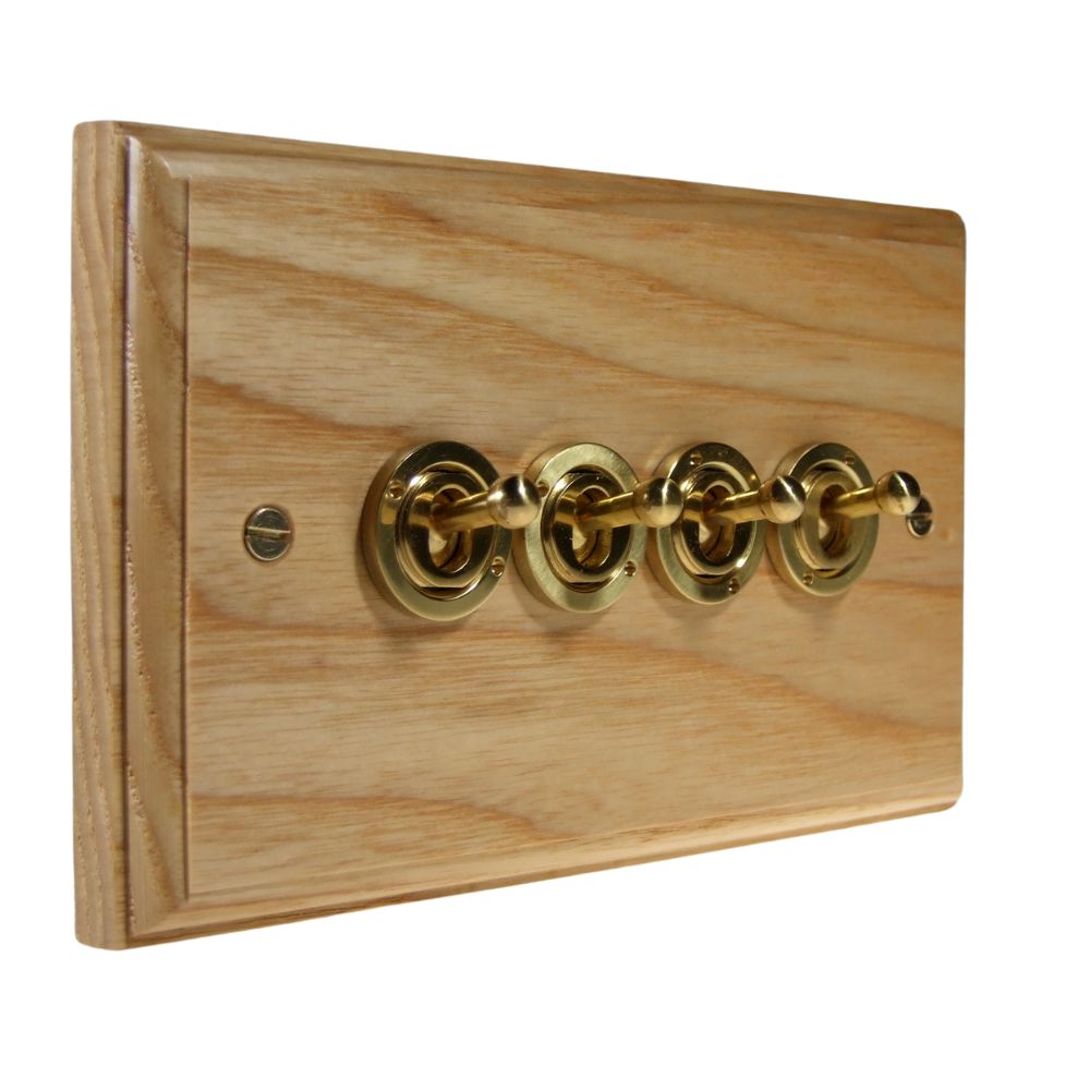 Classic Ash 4 Switch Light Switch Polished Brass Period Toggle