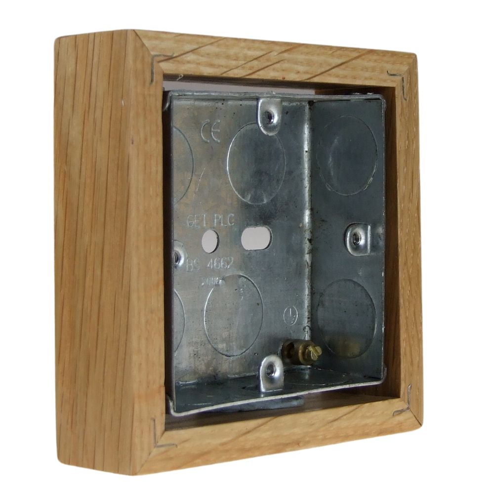 Classic Single Surface Mounting Wall Box in Oak with 25mm deep Knock Out Box Oak