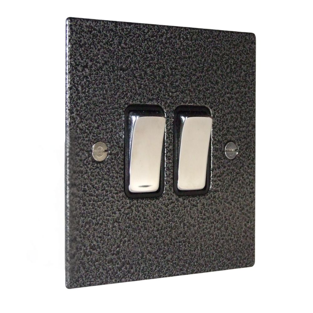 Elements 2-Gang 2-Way 10-Amp Rocker Switch in Silver Crackle