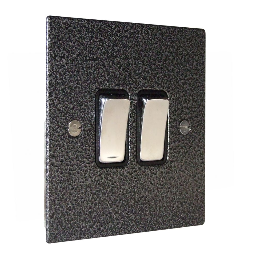 Elements 2-Gang 2-Way 10-Amp Rocker Switch in Silver Crackle