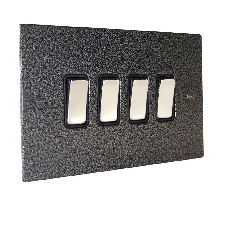 Elements 4-Gang 2-Way 10-Amp Rocker Switch in Silver Crackle