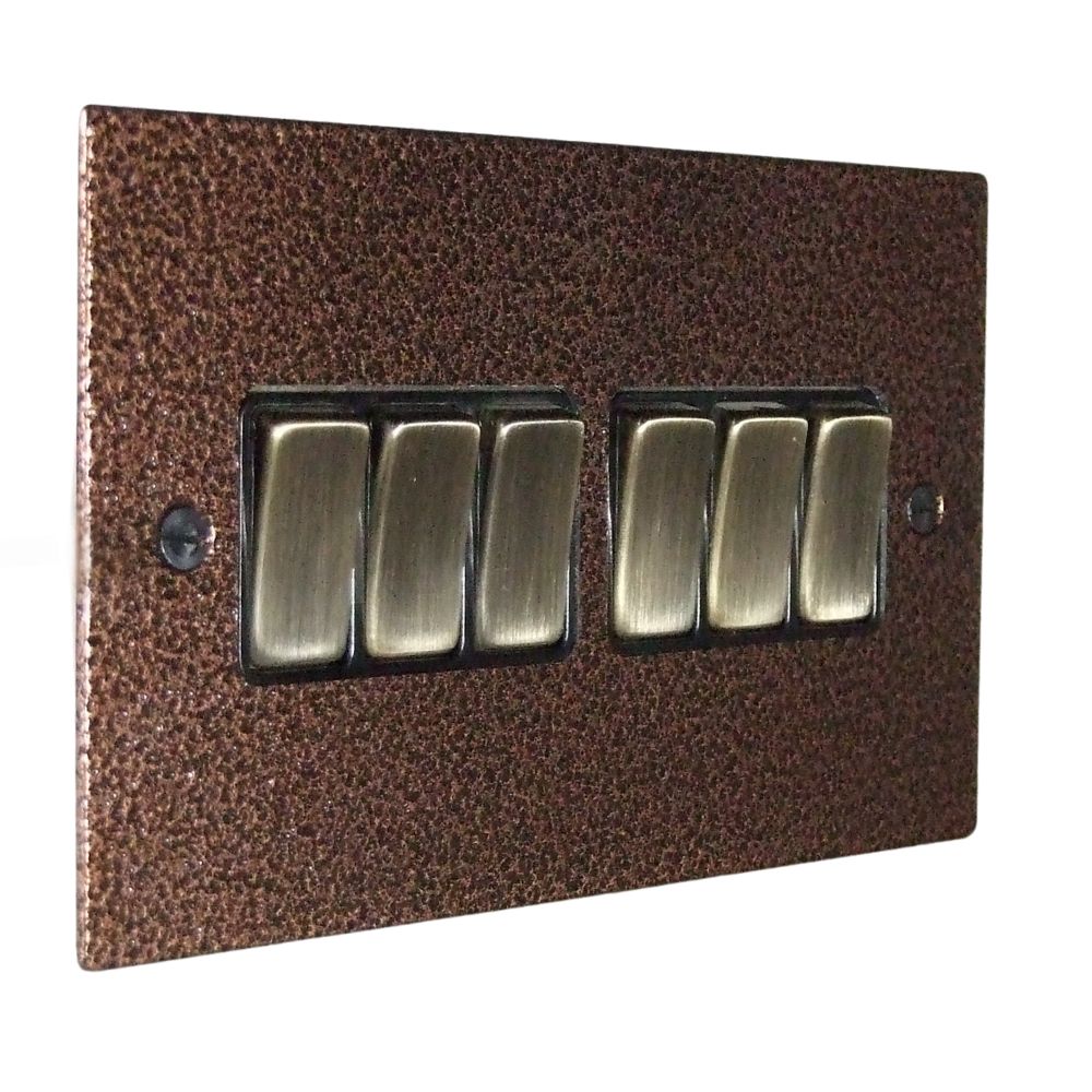 Elements 6-Gang 2-Way 10-Amp Rocker Switch in Copper Crackle Elements 6-Gang 2-Way 10-Amp Rocker Switch in Copper Crackle