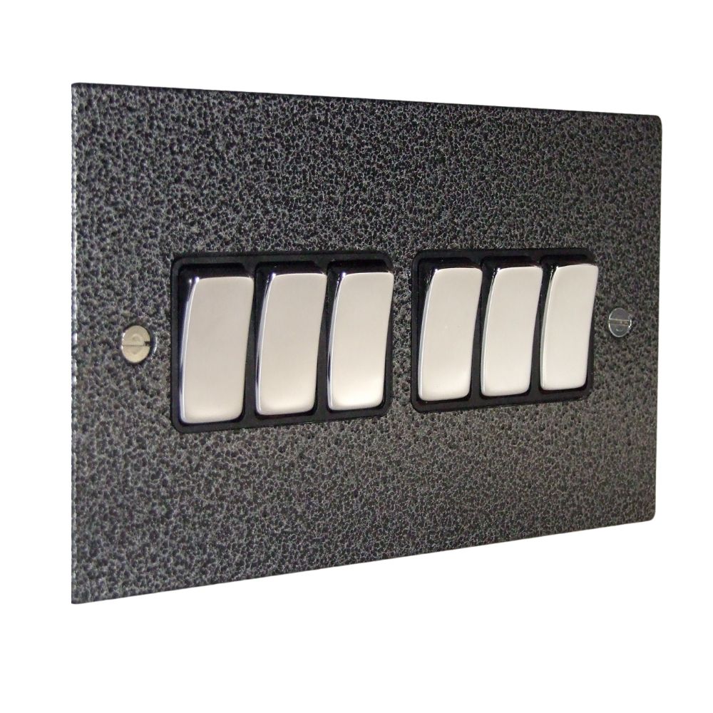 Elements 6-Gang 2-Way 10-Amp Rocker Switch in Silver Crackle