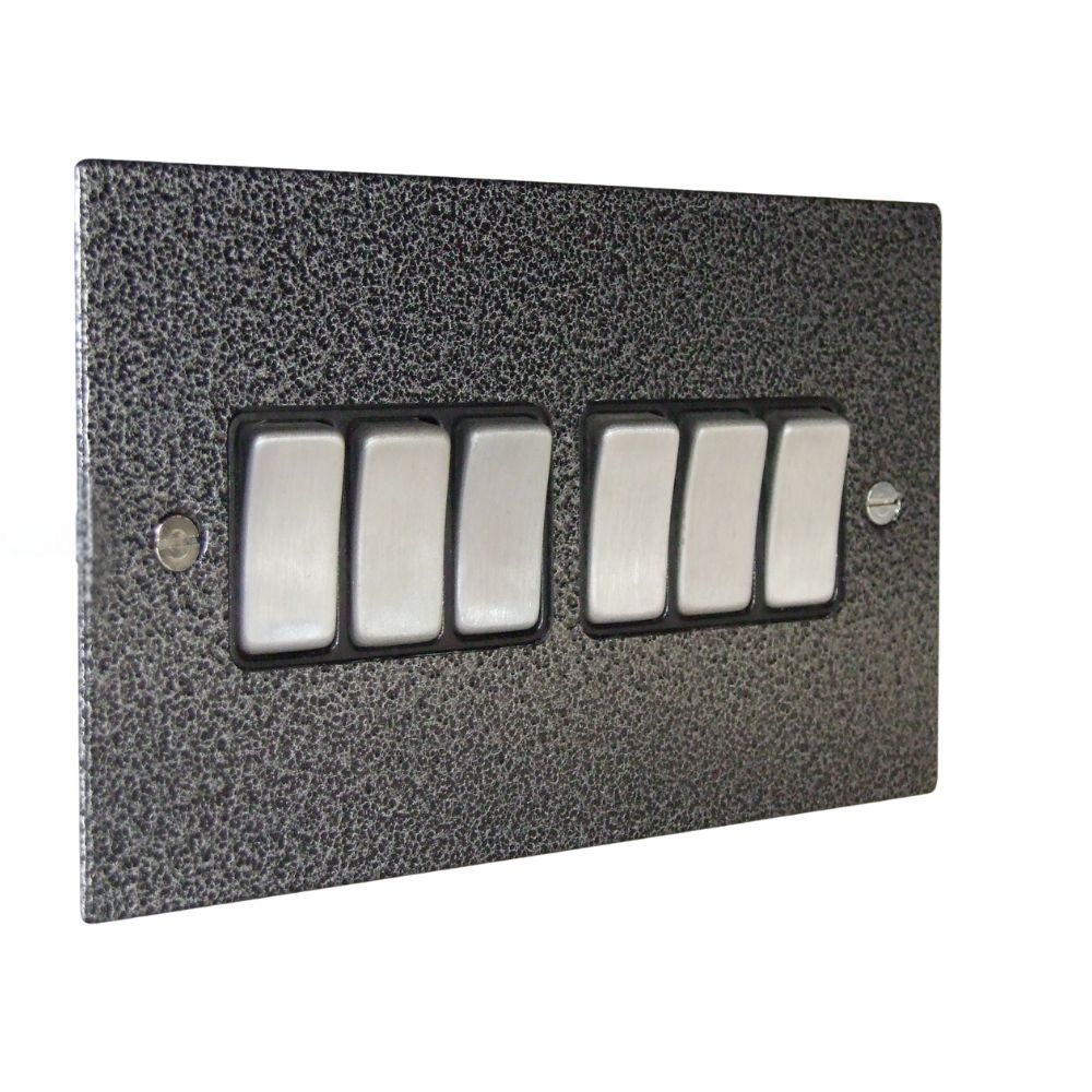 Elements 6-Gang 2-Way 10-Amp Rocker Switch in Silver Crackle