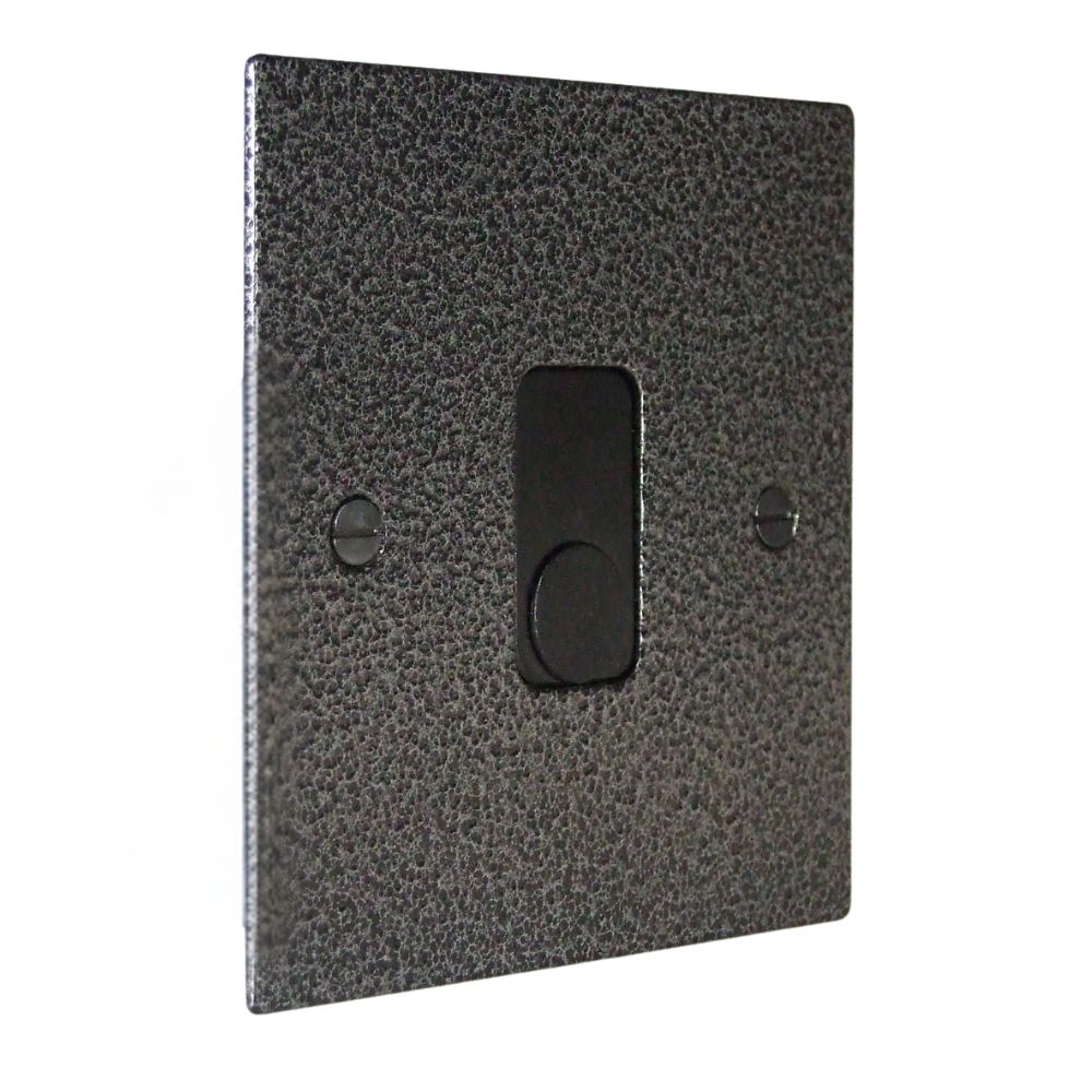 Silver Crackle Metal Flat Plate  Single Cord Outlet Black