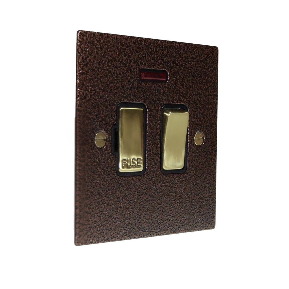 Elements 1-Gang 13-Amp Switch Fuse Spur with Neon in Copper Crackle