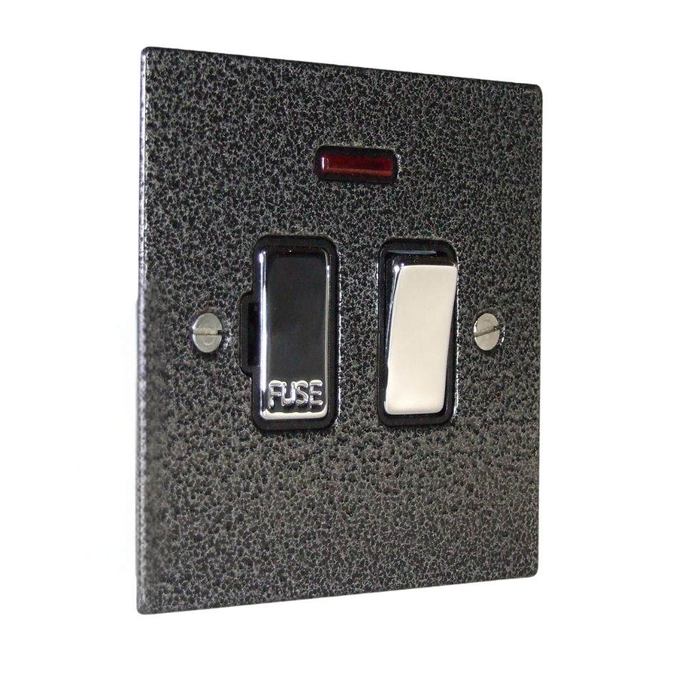 Elements 1-Gang 13-Amp Switch Fuse Spur with Neon in Silver Crackle