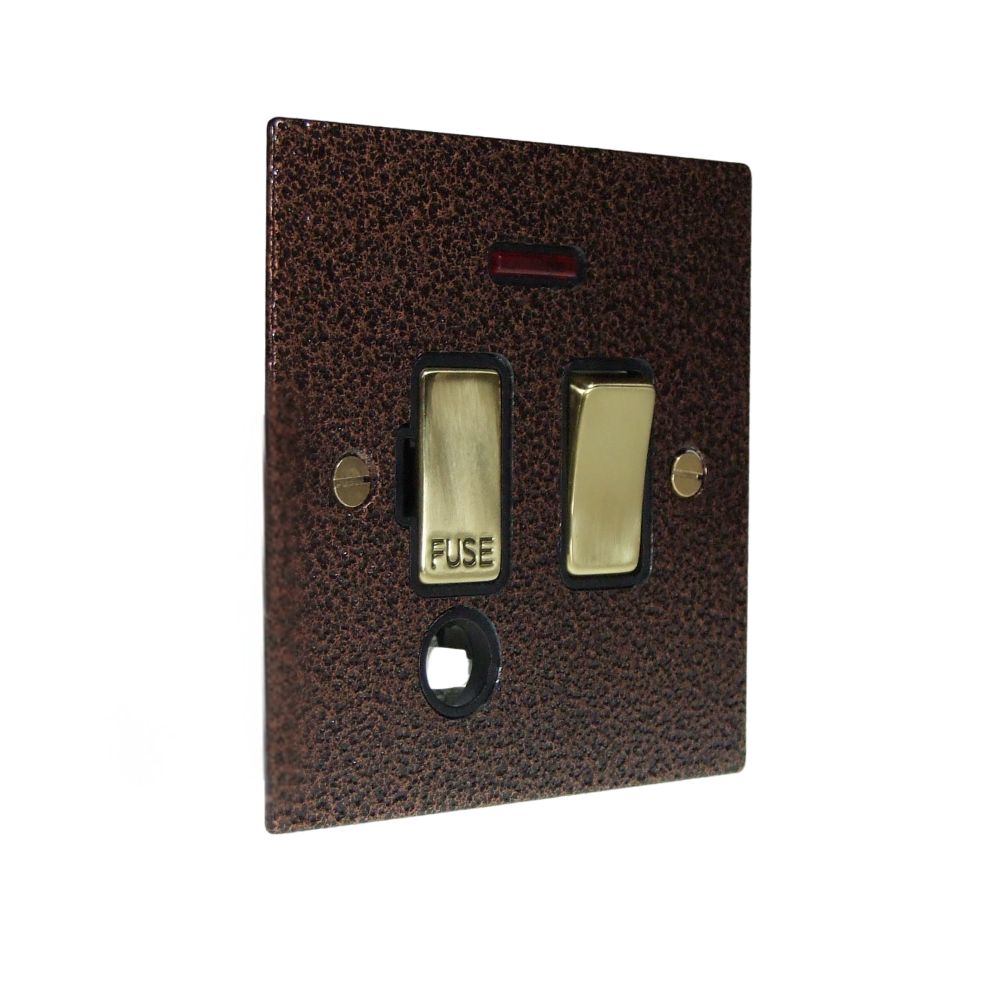 Elements 1-Gang 13-Amp Switch Fuse Spur with Neon and Cord Outlet in Copper Crackle