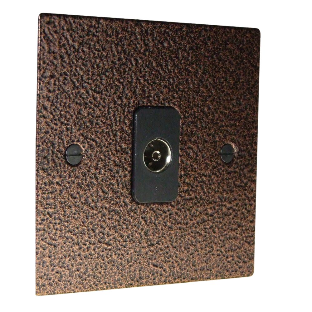 Elements 1-Gang TV Co-axial Non Isolated Socket in Copper Crackle